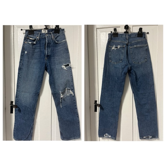 Agolde 90s Pinch Button Fly Distressed Straight Leg Denim Jeans size 26 - Picture 1 of 11